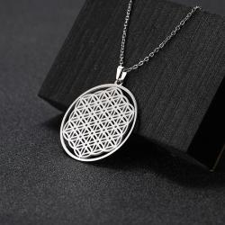 Collier pendentif Fleur de Vie - Mandarine en acier inoxydable