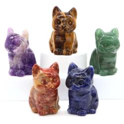 Statua di gatto in ametista intagliata a mano | Cristalli curativi e decorazioni