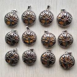 Anhänger „Baum des Lebens“ aus Naturstein (12er-Pack) – Schmuckgroßhändler M...