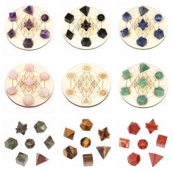Coffret de cristaux Reiki : 7 pierres géométriques pour l’équilibrage des chakras et la décoration