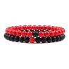 Glücksbringendes rotes tibetisches Buddha-Perlenarmband-Set - 7 Chakren