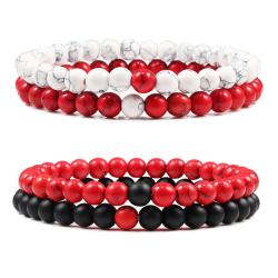 Glücksbringendes rotes tibetisches Buddha-Perlenarmband-Set - 7 Chakren