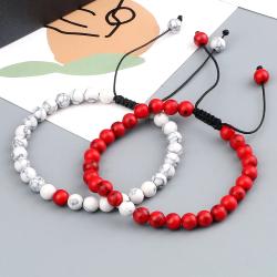 Glücksbringendes rotes tibetisches Buddha-Perlenarmband-Set - 7 Chakren