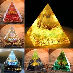 Pyramide d'orgone en améthyste et péridot : Reiki, équilibrage des chakras et décoration