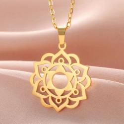 Collier de yoga en acier inoxydable - Fleur de Vie et Mandala