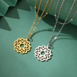 Collana Yoga in acciaio inossidabile - Fiore della vita e Mandala