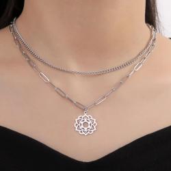 Collana Yoga in acciaio inossidabile - Fiore della vita e Mandala