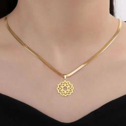 Collana Yoga in acciaio inossidabile - Fiore della vita e Mandala