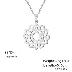 Collana Yoga in acciaio inossidabile - Fiore della vita e Mandala