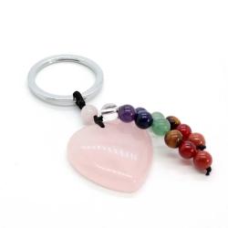 Porte-clés Cœur d'Améthyste - Cadeau de Guérison et de Protection des 7 Chakras