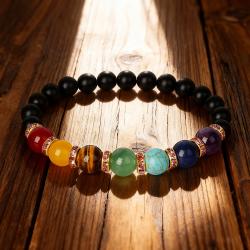 Bracciale dei 7 chakra: ematite, ametista, lapislazzuli e avventurina per la guarigione
