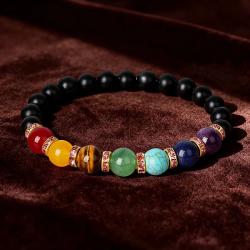 Bracciale dei 7 chakra: ematite, ametista, lapislazzuli e avventurina per la guarigione