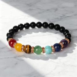 Bracciale dei 7 chakra: ematite, ametista, lapislazzuli e avventurina per la guarigione
