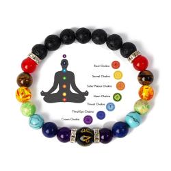 Bracelet diffuseur de chakras | Pierres de lave et cristaux pour la sérénité