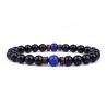 Bracciale con perline di lava e legno - Regali per uomo/donna in pietra vulcanica