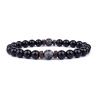 Bracciale con perline di lava e legno - Regali per uomo/donna in pietra vulcanica