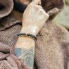 Bracciale con perline di lava e legno - Regali per uomo/donna in pietra vulcanica
