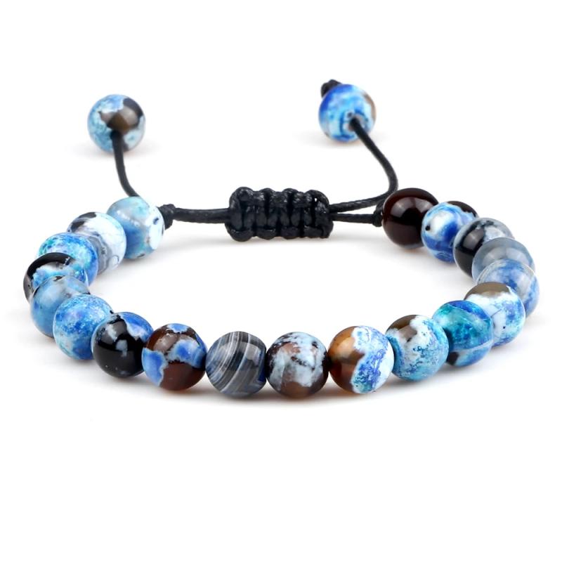 Bracelets en perles d'agate de feu et d'onyx | Bijoux porte-bonheur à énergie guérissante