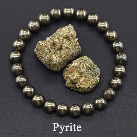 Bracelet en pyrite et hématite naturelles pour hommes et femmes