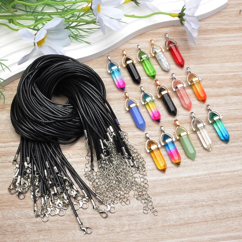 20 pendentifs en pierre naturelle - Cristaux hexagonaux pour la création de bijoux