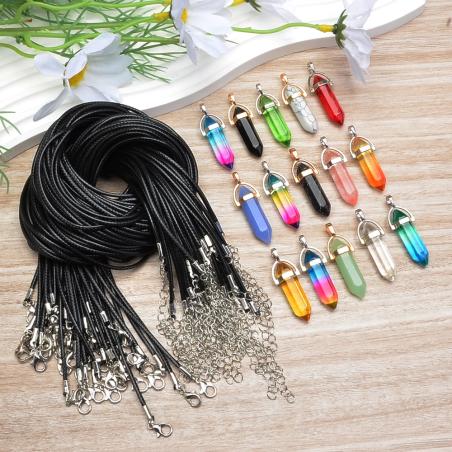 20 pendentifs en pierre naturelle - Cristaux hexagonaux pour la création de bijoux