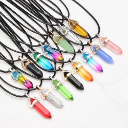 20 pendentifs en pierre naturelle - Cristaux hexagonaux pour la création de bijoux