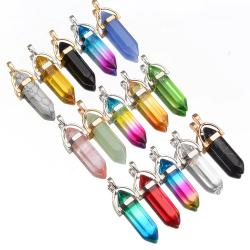 20 pendentifs en pierre naturelle - Cristaux hexagonaux pour la création de bijoux