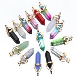 20 pendentifs en pierre naturelle - Cristaux hexagonaux pour la création de bijoux