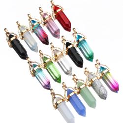 20 pendentifs en pierre naturelle - Cristaux hexagonaux pour la création de bijoux