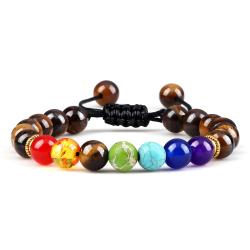 Armbänder aus Natursteinen: Lava, Tigerauge & 7 Chakra-Perlen für Männer &...