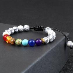 Armbänder aus Natursteinen: Lava, Tigerauge & 7 Chakra-Perlen für Männer &...
