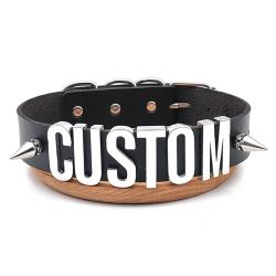 Collana girocollo in pelle con borchie punk personalizzata