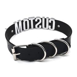 Collana girocollo in pelle con borchie punk personalizzata
