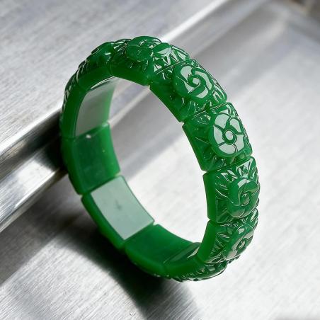 Bracciale con fiori di giada naturale - Gioielli da donna vintage e di lusso