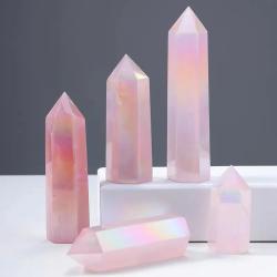 Baguette de cristal de quartz rose : Soins Reiki, équilibrage des chakras et décoration
