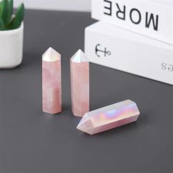 Baguette de cristal de quartz rose : Soins Reiki, équilibrage des chakras et décoration