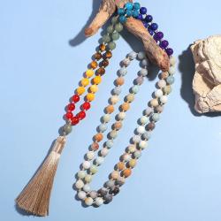 Collana di perle Mala di amazzonite - Meditazione e yoga dei 7 chakra