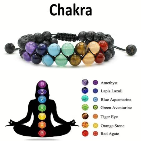 Bracelet de guérison des chakras - Perles à double couche pour la méditation et l'équilibre...