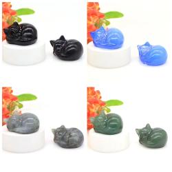 Mini figurines de chats en cristal | Quartz rose et jade pour la décoration intérieure