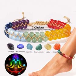 Bracelet de cheville en pierre des 7 chakras : Bohème, bonheur et chance