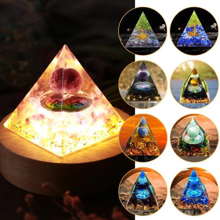 Pyramide d'orgonite œil de tigre : Équilibrage des chakras et guérison énergétique