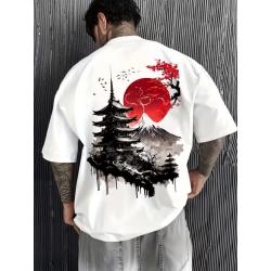 T-shirt homme Mont Fuji et fleurs de cerisier | Décontracté et confortable