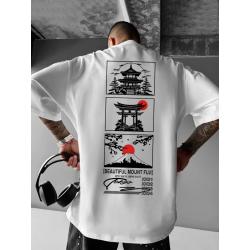 T-shirt homme Mont Fuji et fleurs de cerisier | Décontracté et confortable