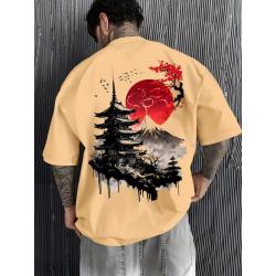 T-shirt homme Mont Fuji et fleurs de cerisier | Décontracté et confortable