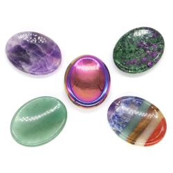 Oval Şekilli Endişe Giderici Taşlar - Meditasyon ve Reiki için 7 Çakra Şifa Kristali