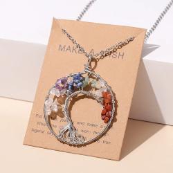 Collier pendentif en cristal des sept chakras - Guérison et énergie