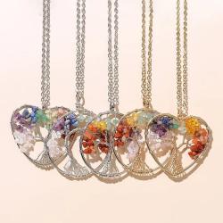 Collier pendentif en cristal des sept chakras - Guérison et énergie