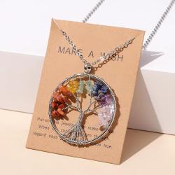 Collier pendentif en cristal des sept chakras - Guérison et énergie