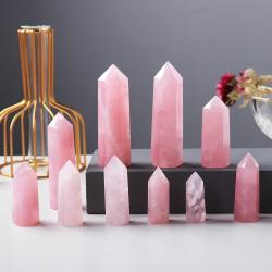 Pembe Kuvars Kristal Uç: Doğal Prizma Süs Eşyası ve Şifa Değneği