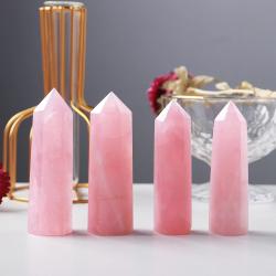Pembe Kuvars Kristal Uç: Doğal Prizma Süs Eşyası ve Şifa Değneği